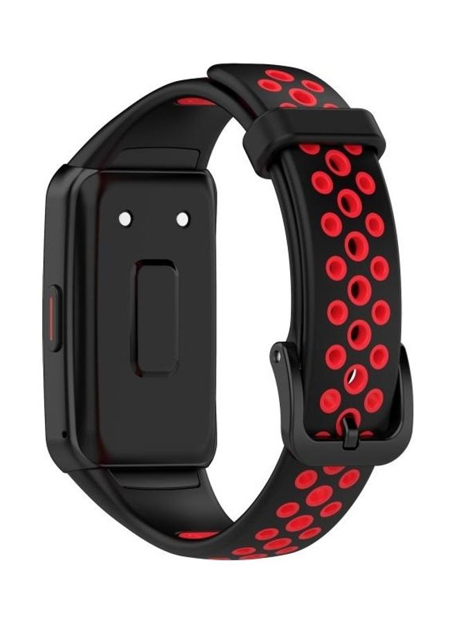 BGM Replacement Silicone Watchband For Huawei Band 6/Honor Band 6 Black/Red - Image 5