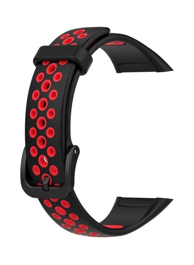 BGM Replacement Silicone Watchband For Huawei Band 6/Honor Band 6 Black/Red - Image 3