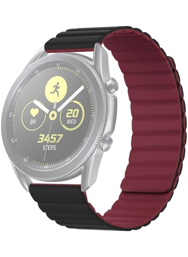 BGM Universal Silicone Replacement Watchband For Samsung Smart Watch Black/Wine Red - Image 1