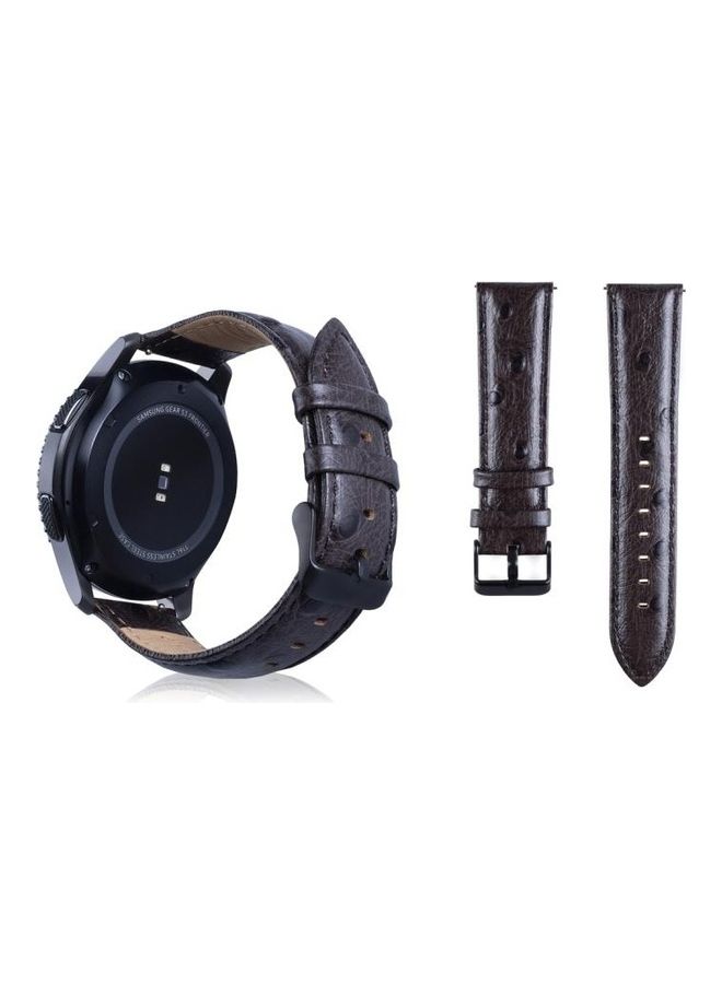 BGM Ostrich Skin Texture Genuine Leather Wrist Watch Band for Samsung Gear S3 22mm Coffee - Image 1