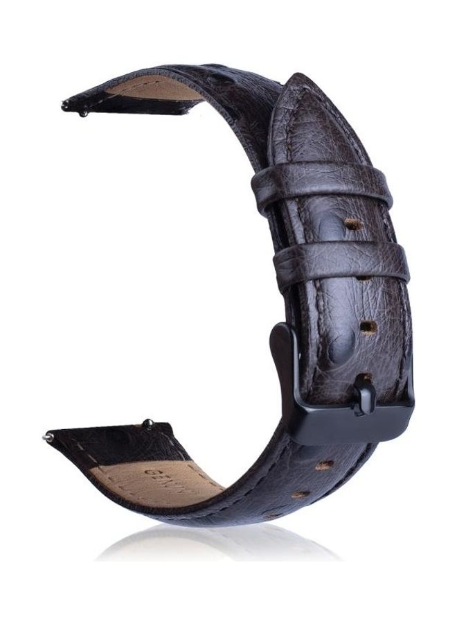 BGM Ostrich Skin Texture Genuine Leather Wrist Watch Band for Samsung Gear S3 22mm Coffee - Image 3