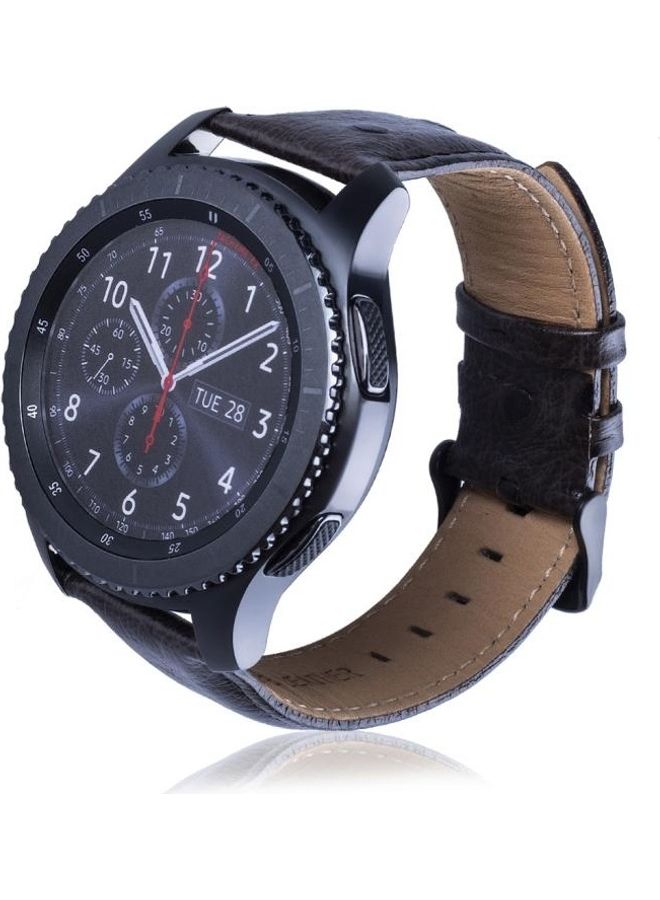 BGM Ostrich Skin Texture Genuine Leather Wrist Watch Band for Samsung Gear S3 22mm Coffee - Image 5