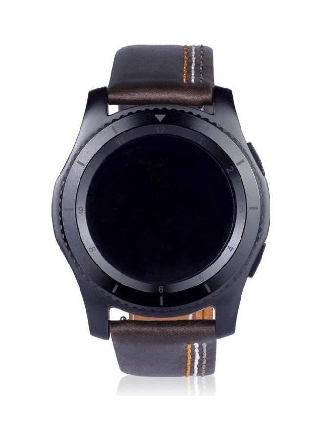 بي جي إم سوار ساعة يد من الجلد ذو ملمس بارز بنمط ثلاثة خطوط لساعة سامسونج جير S3 مقاس 22 مم بلون القهوة - Image 3