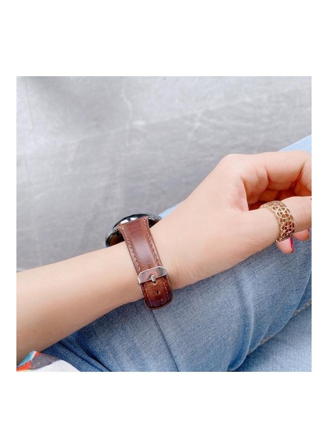 BGM Universal Double-sided Leather Small Waist Strap For Samsung Galaxy Watch 22mm Coffee - Image 2