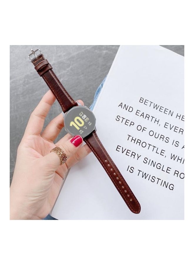 BGM Universal Double-sided Leather Small Waist Strap For Samsung Galaxy Watch 20mm Coffee - Image 1