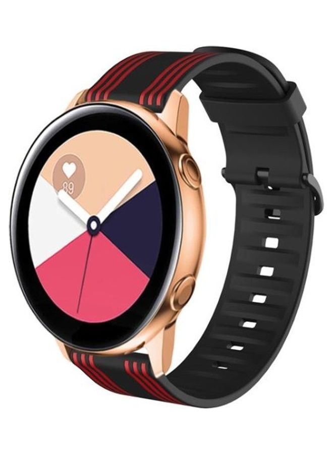 BGM Striped Silicone Strap For Huami Amazfit GTS/Samsung Galaxy Watch Active 2/Huawei Watch GT2 Black/Red - Image 1
