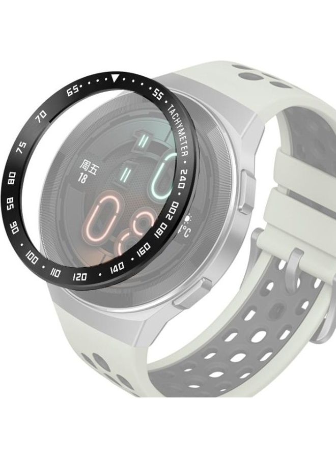 BGM Stainless Steel Bezel Ring For Huawei Watch GT2e Black Ring White Lettering - Image 1