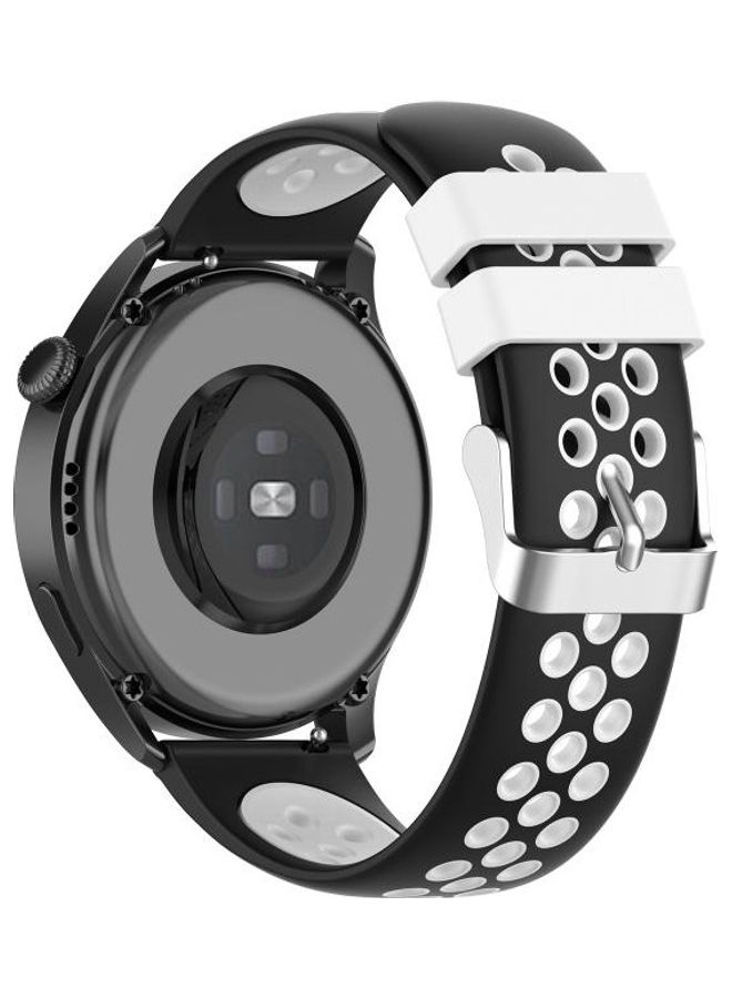 BGM Silicone Replacement Watchband For Huawei Watch 3/3 Pro Black/White - Image 5