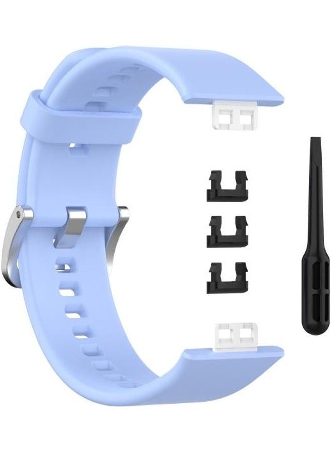 BGM Silicone Replacement Wrist Strap Watchband with Stainless Steel Buckle For Huawei Watch Fit Blue  - Image 1