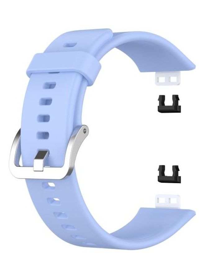 BGM Silicone Replacement Wrist Strap Watchband with Stainless Steel Buckle For Huawei Watch Fit Blue  - Image 3