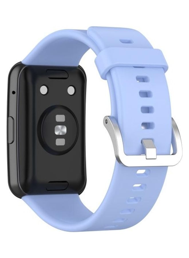 BGM Silicone Replacement Wrist Strap Watchband with Stainless Steel Buckle For Huawei Watch Fit Blue  - Image 5