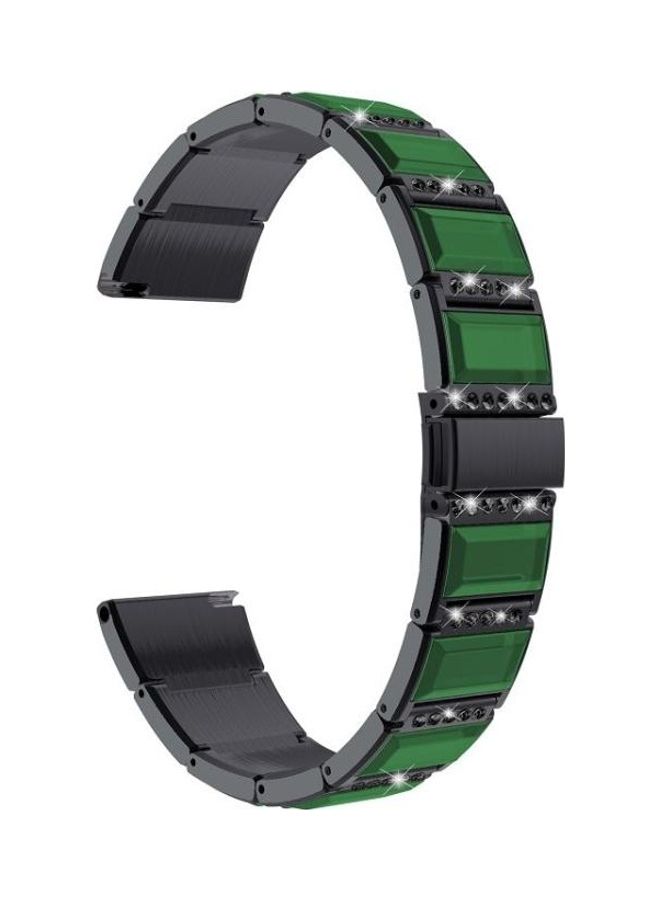 BGM Diamond Encrusted Replacement Watchband For Samsung Galaxy Watch Active2 44mm/Active2 40mm/Active Black/Green - Image 2