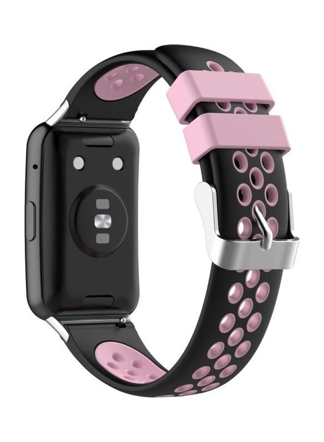 BGM Silicone Replacement Watchband For Huawei Watch Fit Black/Pink - Image 5