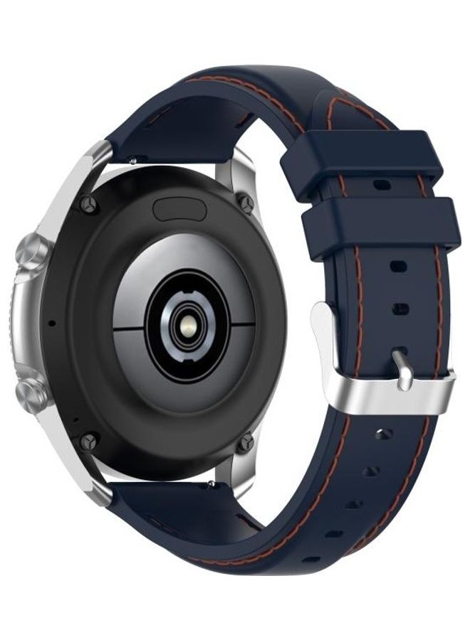 BGM Silicone Replacement Strap Watchband For Samsung Galaxy Watch 3 45mm/Gear S3 22mm Dark Blue/Silver - Image 5