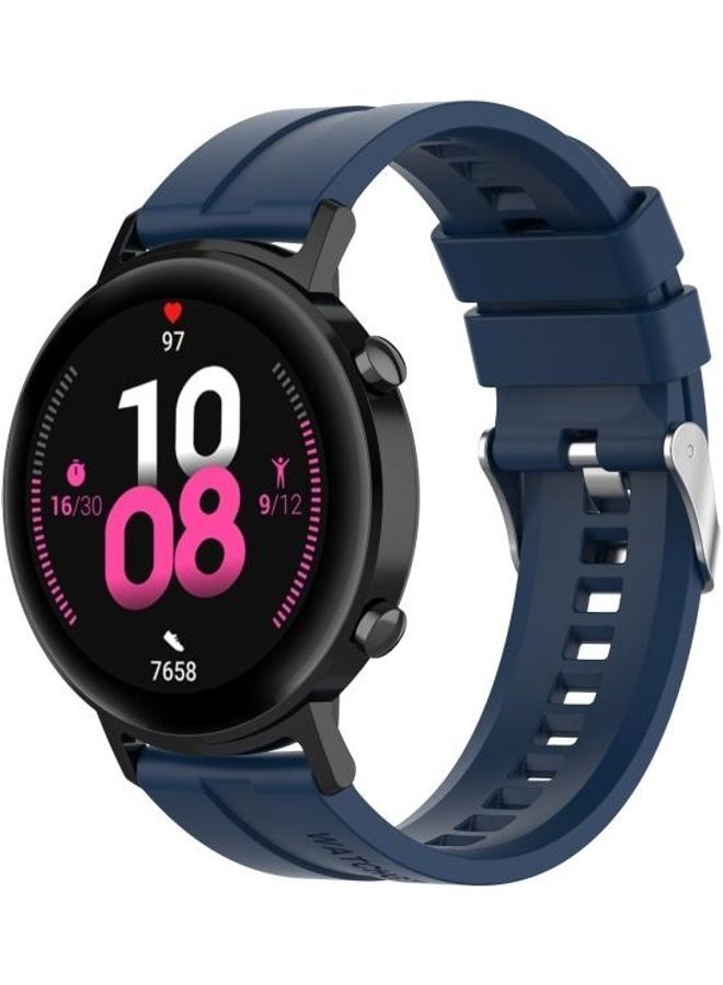 BGM Silicone Replacement Watchband with Buckle For Huawei Watch GT 2 42mm Dark Blue - Image 4