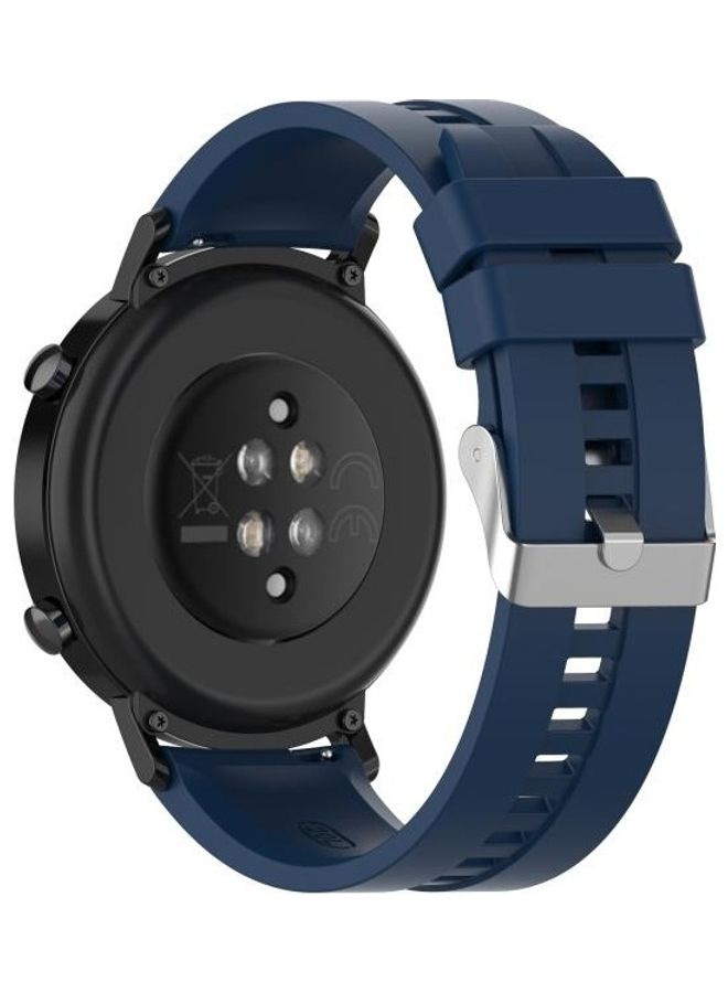 BGM Silicone Replacement Watchband with Buckle For Huawei Watch GT 2 42mm Dark Blue - Image 5