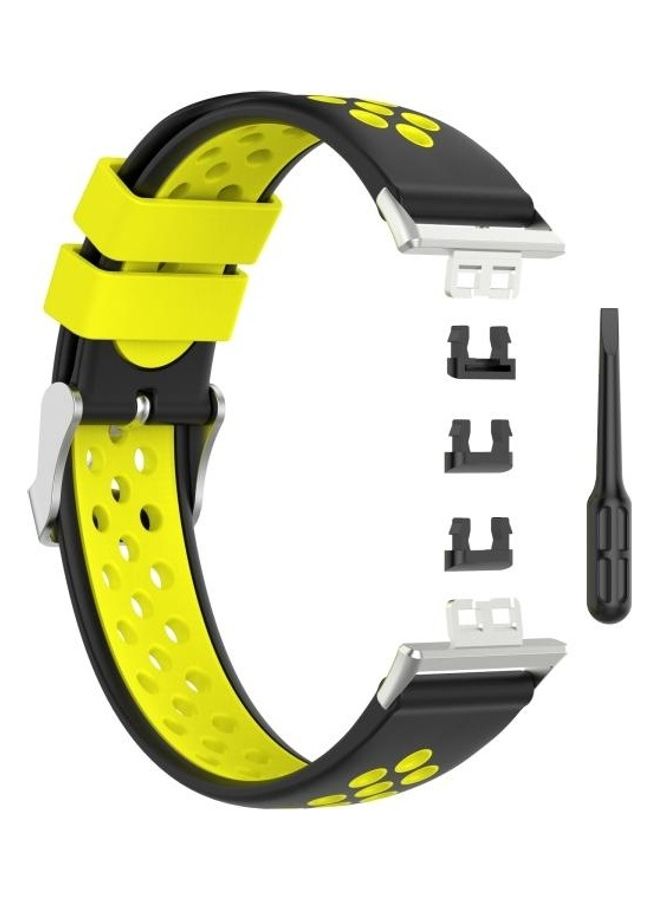 BGM Replacement Watchband For Huawei Watch Fit Black/Yellow - Image 2