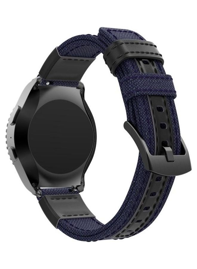 بي جي إم سوار معصم من الجلد وقماش الكانفاس لساعة سامسونج جير S2/جالاكسي أكتيف أزرق - Image 4