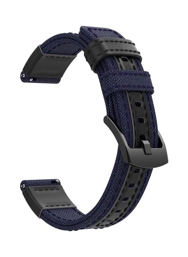 بي جي إم سوار معصم من الجلد وقماش الكانفاس لساعة سامسونج جير S2/جالاكسي أكتيف أزرق - Image 1