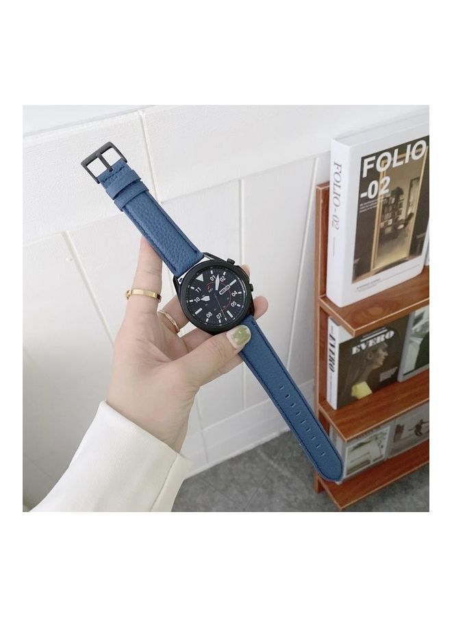 BGM Sewing Litchi Texture Leather Replacement Watchband For Samsung Galaxy Watch 42mm Blue - Image 2