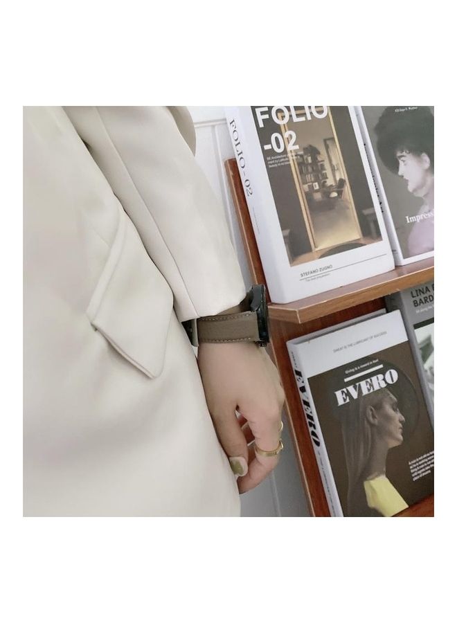 BGM Sewing Litchi Texture Leather Replacement Watchband For Samsung Galaxy Watch 42mm Blue - Image 4