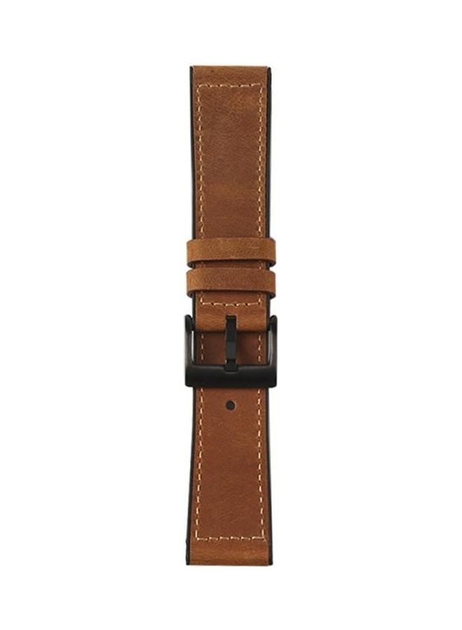 BGM TPU Leather Replacement Strap Watchband For Samsung Galaxy Watch 3 45mm Brown/Black - Image 2