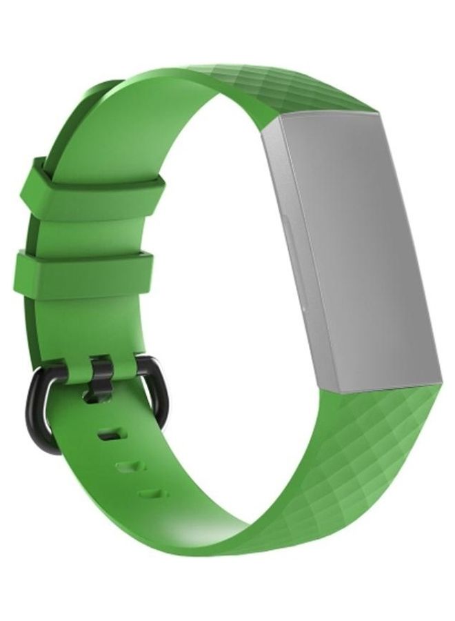 BGM Diamond Pattern Silicone Watch Band for Fitbit Charge 3 Green - Image 1