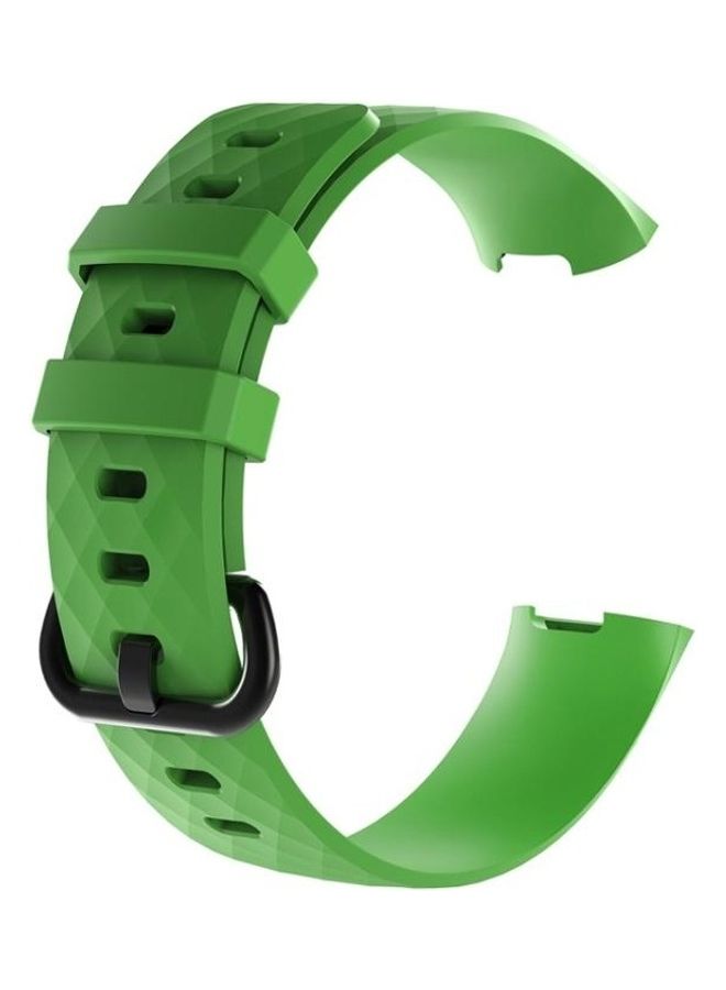BGM Diamond Pattern Silicone Watch Band for Fitbit Charge 3 Green - Image 2