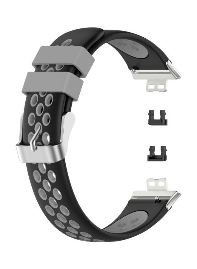 BGM Replacement Strap for Huawei Watch Fit 18mm Black/Grey - Image 1