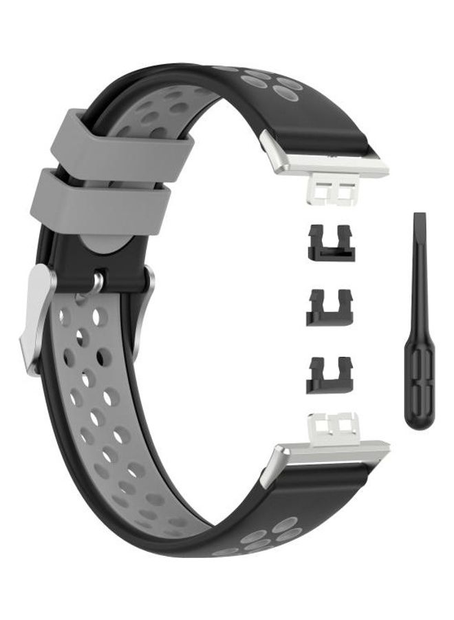 BGM Replacement Strap for Huawei Watch Fit 18mm Black/Grey - Image 3