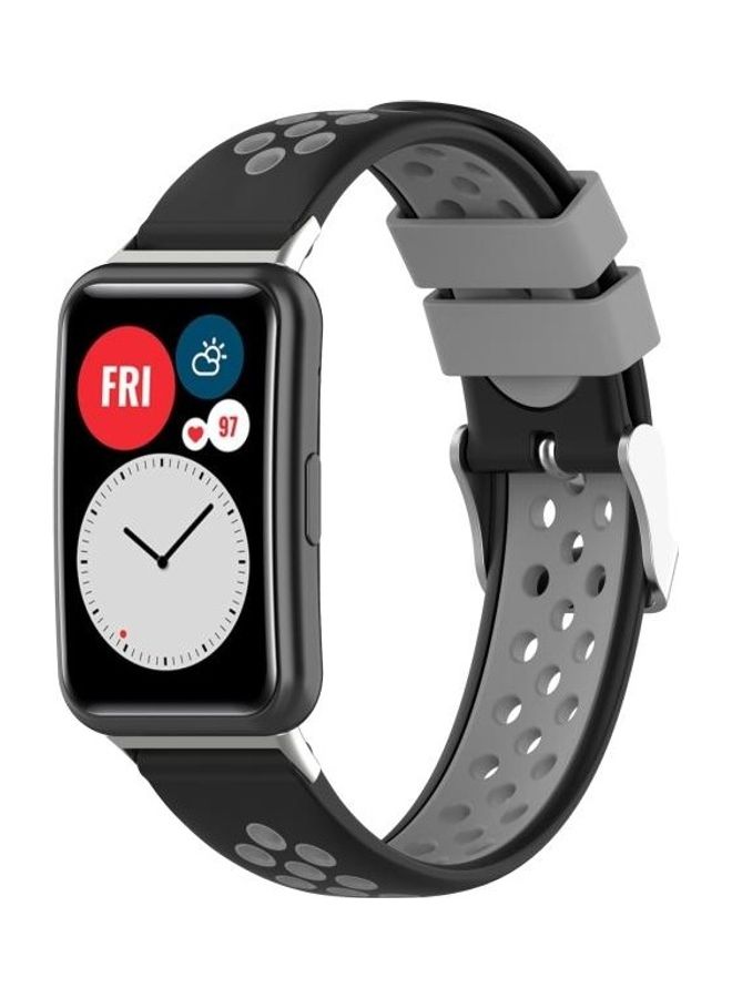 BGM Replacement Strap for Huawei Watch Fit 18mm Black/Grey - Image 4