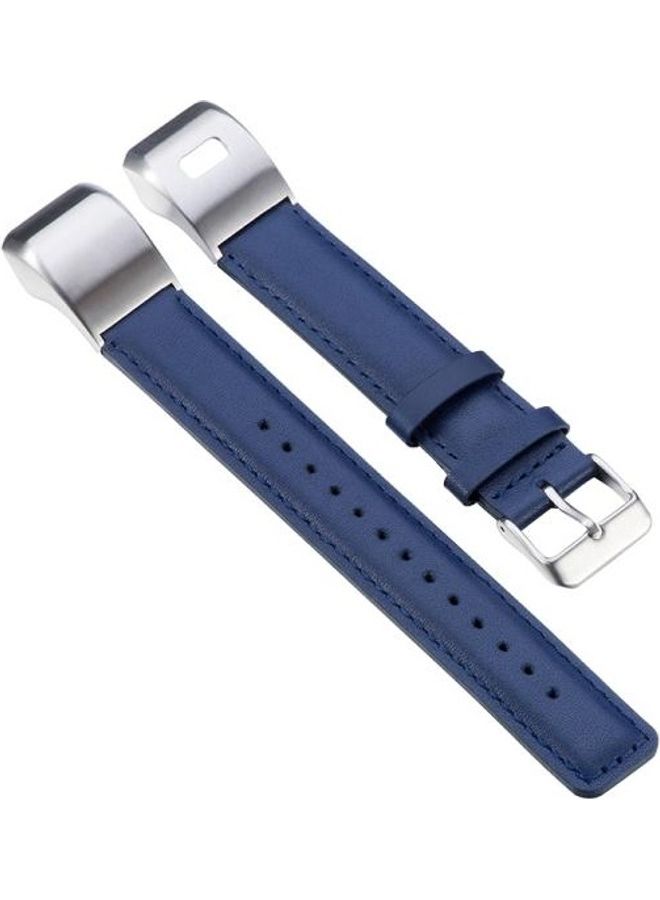 BGM Leather Replacement Wrist Strap Watchband For Garmin Vivosmart HR Plus Blue