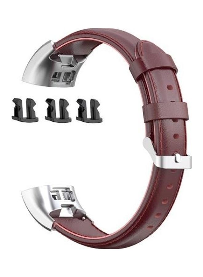 بي جي إم سوار جلدي من الشمع الزيتي لساعة هواوي باند 3 و4 برو بني/فضي - Image 2