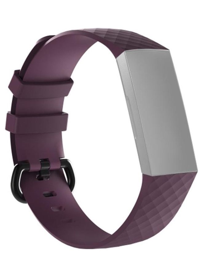 BGM Diamond Pattern Silicone Wrist Strap Watch Band Purple - Image 1