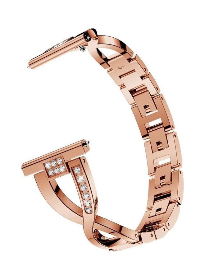 BGM X-Shaped Diamond-Studded Solid Stainless Steel Wrist Strap Watch Band For Fitbit Versa Lite Rose Gold - Image 4