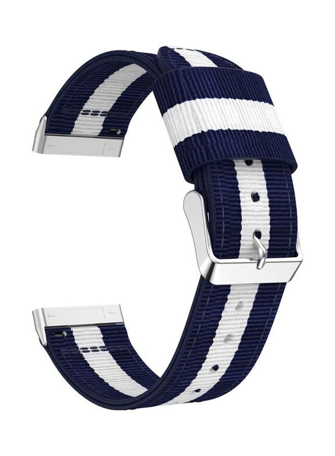 BGM Nylon Replacement Strap For Fitbit Versa 3 White/Blue  - Image 1