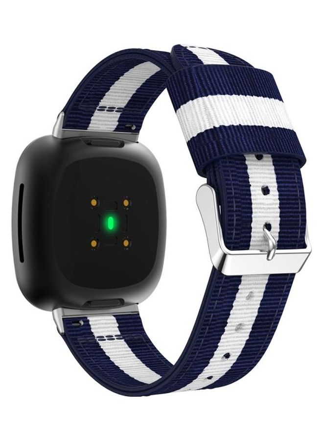 BGM Nylon Replacement Strap For Fitbit Versa 3 White/Blue  - Image 4