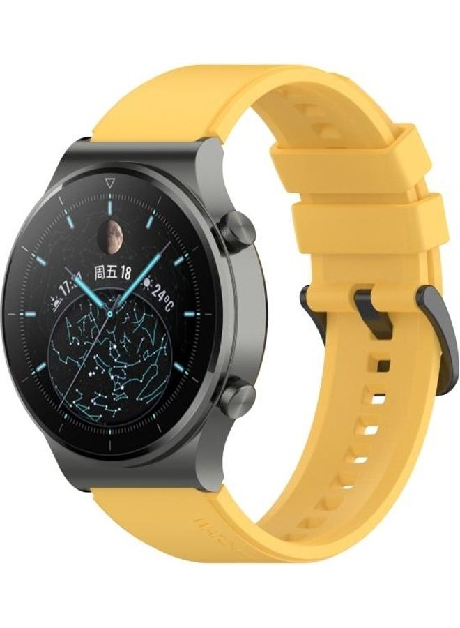 BGM Silicone Replacement Strap For Huawei Watch GT2 Pro Yellow - Image 4