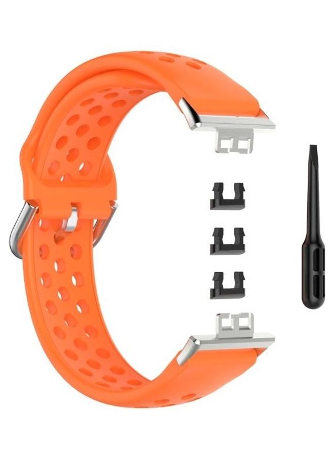 BGM Sport Style Silicone Solid Color Replacement Strap For Huawei Watch Fit Orange - Image 1