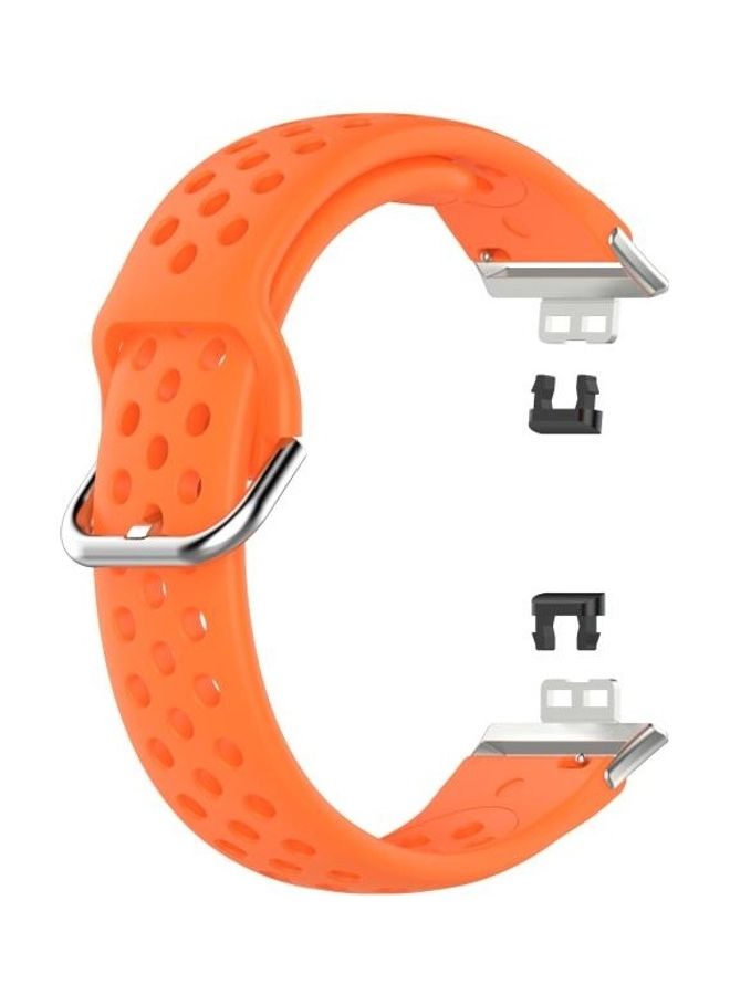 BGM Sport Style Silicone Solid Color Replacement Strap For Huawei Watch Fit Orange - Image 2