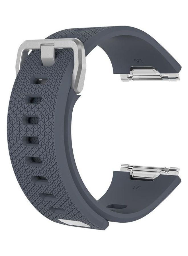 BGM Herringbone Texture Silicone Replacement Wrist Strap Watchband with Buckle For Fitbit Ionic Size:L Dark Grey - Image 1