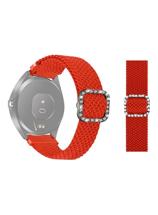 BGM Universal Adjustable Braided Elastic Diamond Buckle Replacement Strap For Garmin Venu/Vivoactive 3 Orange/Red - Image 1