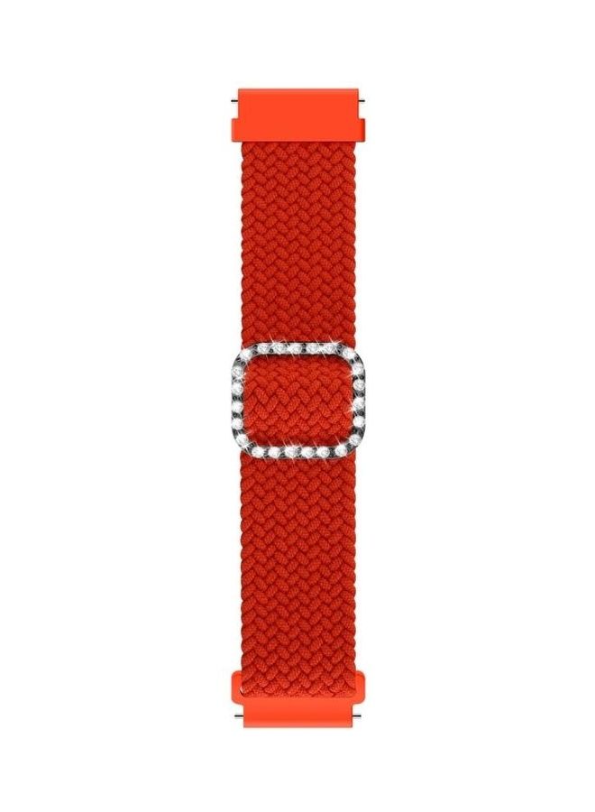 BGM Universal Adjustable Braided Elastic Diamond Buckle Replacement Strap For Garmin Venu/Vivoactive 3 Orange/Red - Image 2