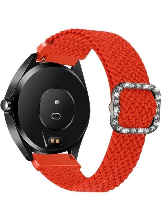 BGM Universal Adjustable Braided Elastic Diamond Buckle Replacement Strap For Garmin Venu/Vivoactive 3 Orange/Red - Image 3