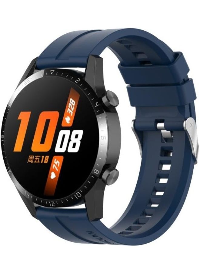 BGM Silicone Replacement Watchband with Buckle For Huawei Watch GT 2 46mm Dark Blue - Image 4