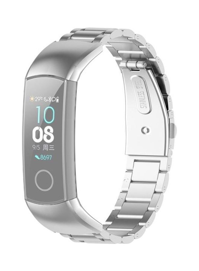 BGM Three Beads Steel Wrist Strap Watchband For Huawei Honor Band 4 (CRS-B19)/Honor Band 5 (CRS-B19S) Silver - Image 1