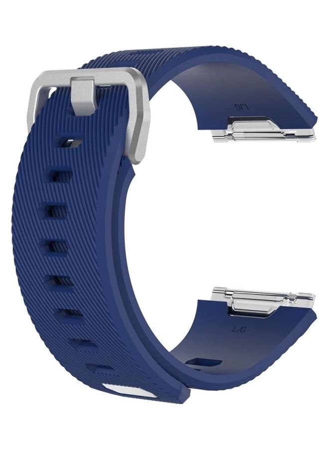 BGM Twill Texture Silicone Replacement Wrist Strap Watchband with Buckle For Fitbit Ionic Size:S Dark Blue