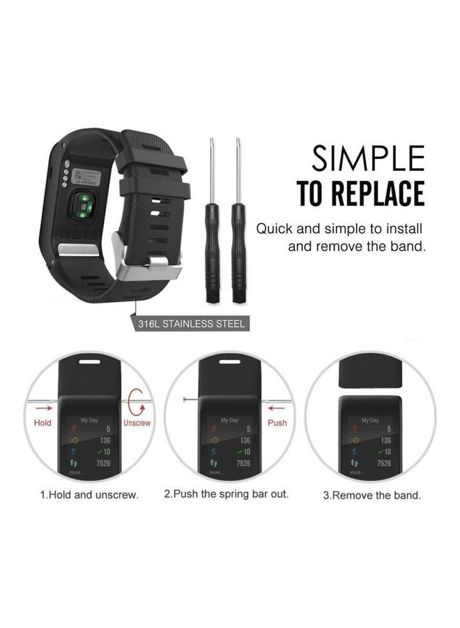 BGM Silicone Sport Wrist Strap Watchband for Garmin Vivoactive HR Dark Blue - Image 4