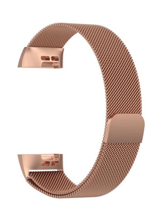 BGM Stainless Steel Magnet Wrist Strap For Fitbit Charge 3 Rose Gold - Image 2