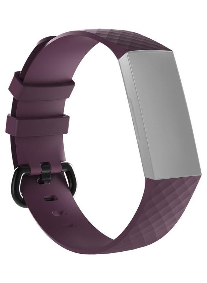 BGM Diamond Pattern Silicone Wrist Strap Watch Band Purple - Image 1